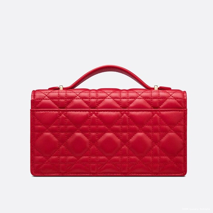 Cheap Red Cannage Miss Bag Lambskin Handle Mini Top Dior 0723 Luxury